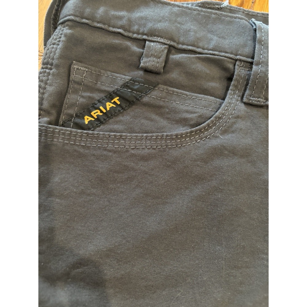 Ariat Rebar M4 Relaxed Mens 35 Grey Canvas Work Utility Cargo Shorts Gray EUC - Picture 4 of 8